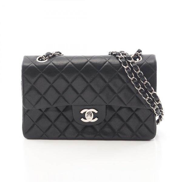 CHANEL Matelasse Flap Chain Shoulder Bag Lambskin Black SHW Used Women CC Logo