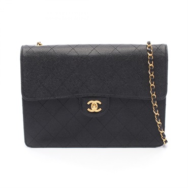 CHANEL Jumbo Matelasse 30 single flap Chain Shoulder Bag Calfskin Black GHW Used
