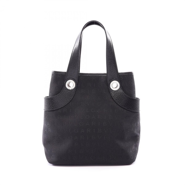 BVLGARI Logomania Tote Handbag canvas leather Black Red Used Women