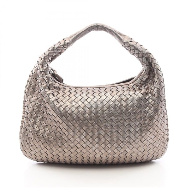 BOTTEGA VENETA Veneta Intrecciato Shoulder Handbag leather Gold Used Women