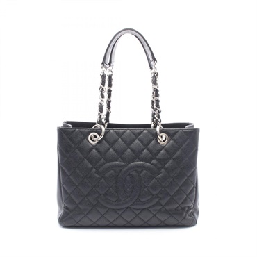 CHANEL Matelasse Grand Shopping GST Chain Tote Bag A50995 Calfskin Blk Used SHW