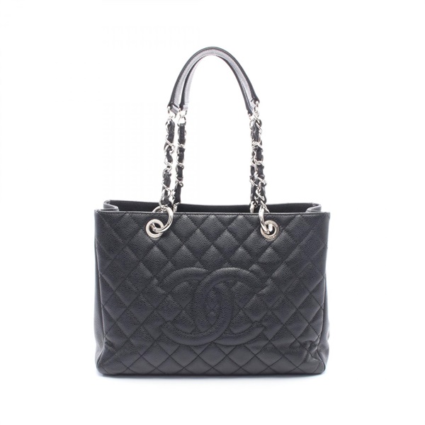 CHANEL Matelasse Grand Shopping GST Chain Tote Bag A50995 Calfskin Blk Used SHW
