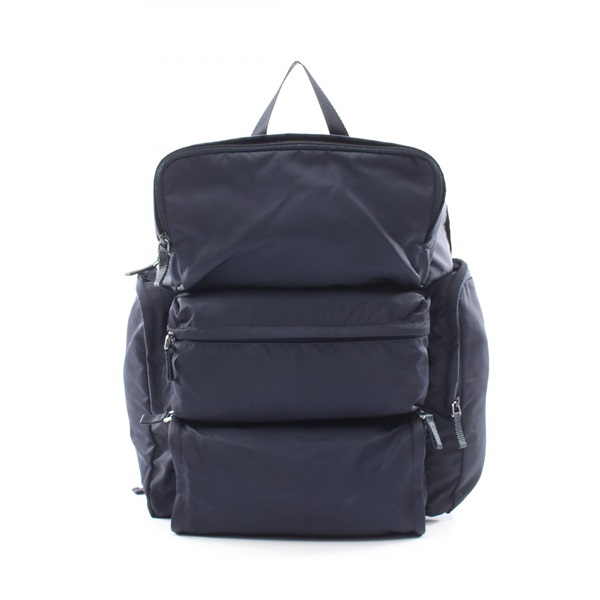 PRADA Triangle logo Backpack Nylon canvas Navy Used Women