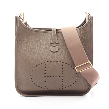 HERMES Evelyne III PM Shoulder Crossbody Bag Clemence leather Gray GHW Used B