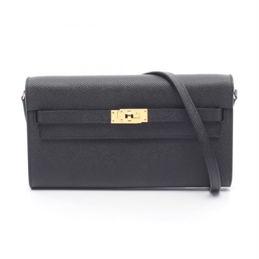 HERMES Kelly To Go Shoulder Crossbody Bag Epsom leather Black GHW Used Women B