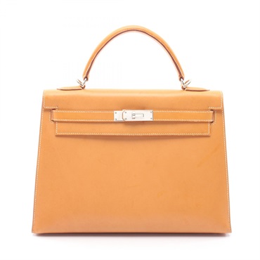 HERMES Kelly 32 Shoulder Handbag Chamonix leather Brown Natural Used Women I SHW