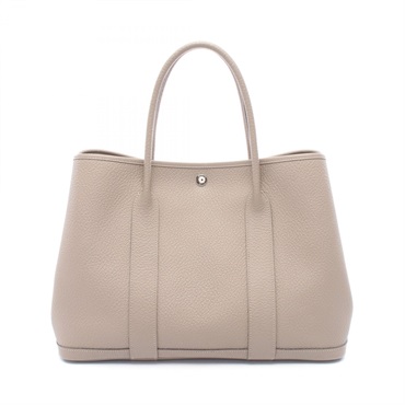 HERMES Garden Party PM Tote Handbag Vache Country leather Beige SHW Used A