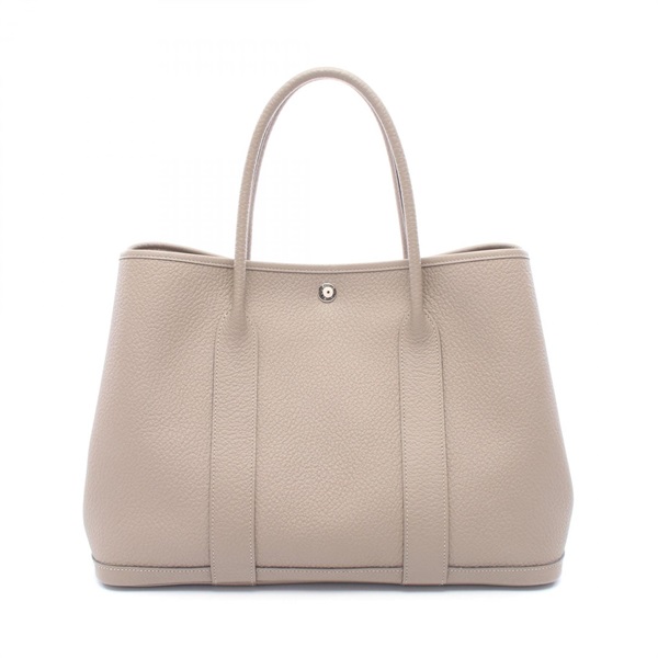 HERMES Garden Party PM Tote Handbag Vache Country leather Beige SHW Used A