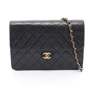 CHANEL Matelasse Chain Shoulder Bag Lambskin Black GHW Used Women CC Logo
