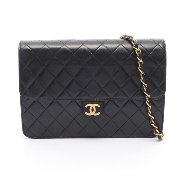 CHANEL Matelasse Chain Shoulder Bag Lambskin Black GHW Used Women CC Logo