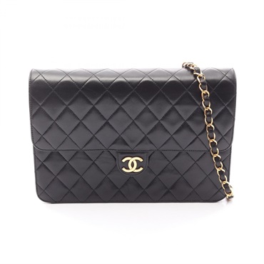 CHANEL Matelasse Chain Shoulder Bag Lambskin Black GHW Used Women CC Logo