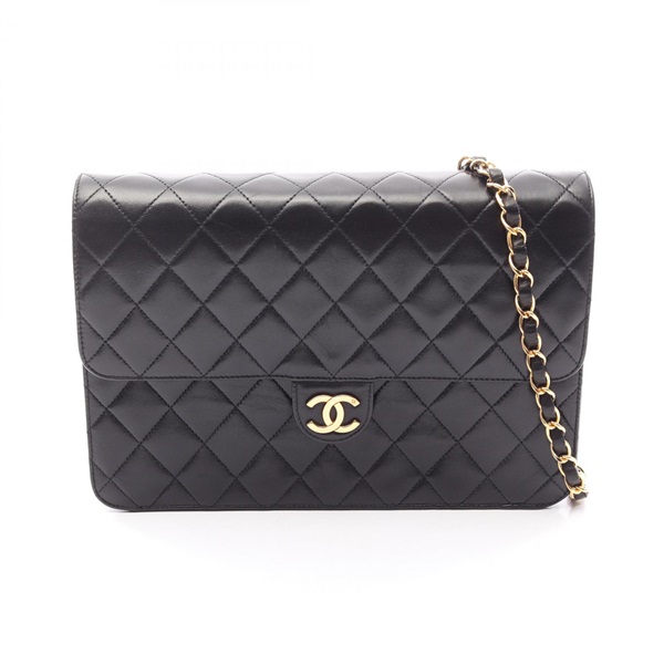 CHANEL Matelasse Chain Shoulder Bag Lambskin Black GHW Used Women CC Logo