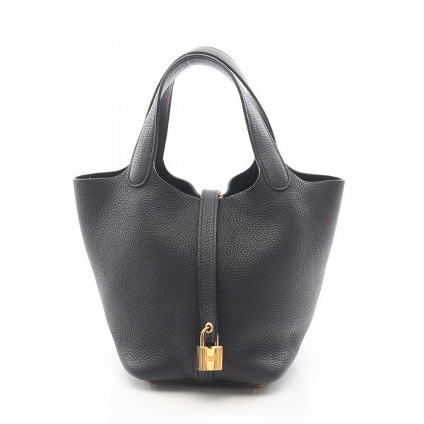 HERMES Picotin Lock PM Tote Handbag Clemence leather Black GHW Used Women C
