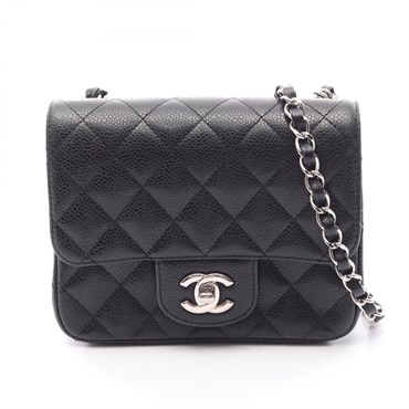 CHANEL Mini Matelasse Chain Shoulder Bag A35200 Calfskin Black SHW Used Women CC