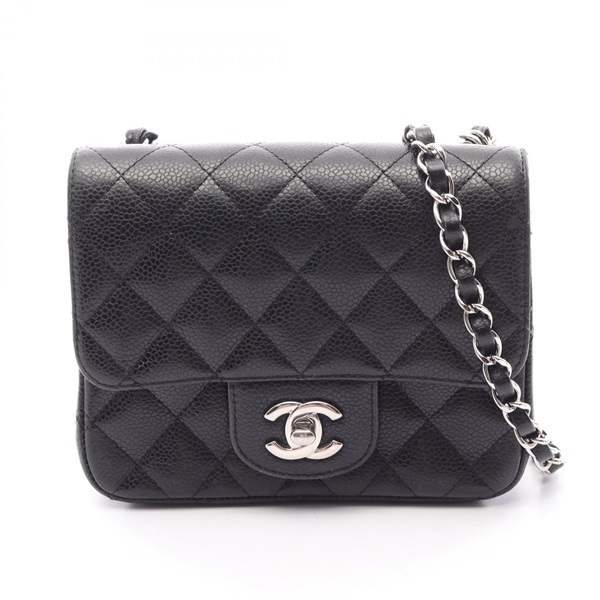 CHANEL Mini Matelasse Chain Shoulder Bag A35200 Calfskin Black SHW Used Women CC