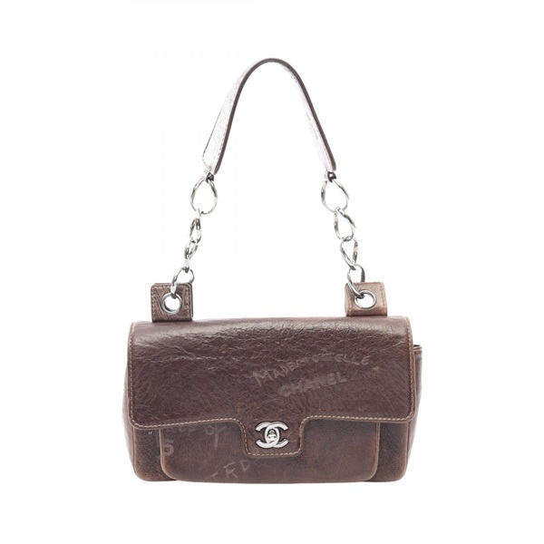 CHANEL COCO Mark Icon Motif Limited Edition 2003 Shoulder Bag leather Brown Used