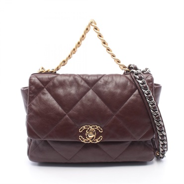 CHANEL 19 Matelasse chain crossbody Shoulder hand Bag AS1161 leather Brown Used