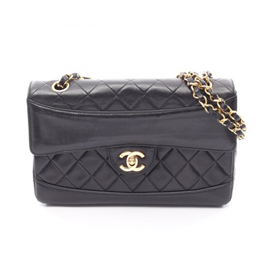 CHANEL Matelasse Chain Shoulder Bag Lambskin Black GHW Used Women CC Logo