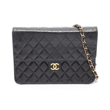 CHANEL Matelasse Chain Shoulder Bag Lambskin Black GHW Used Women