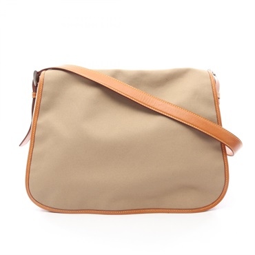 PRADA CANAPA SOFT Shoulder Crossbody Bag canvas leather Beige Brown Used Women