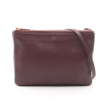 CELINE TRIO LARGE Crossbody Shoulder Bag 171453 leather Bordeaux Used Women