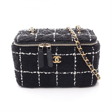CHANEL COCO Mark vanity chain crossbody Shoulder Bag AP2303 Tweed leather BK GHW