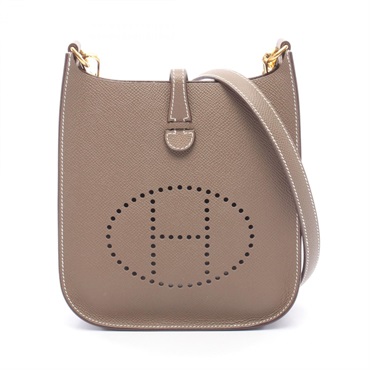 HERMES Evelyne Sellier TPM 16 Shoulder Crossbody Bag leather Gray GHW Used W