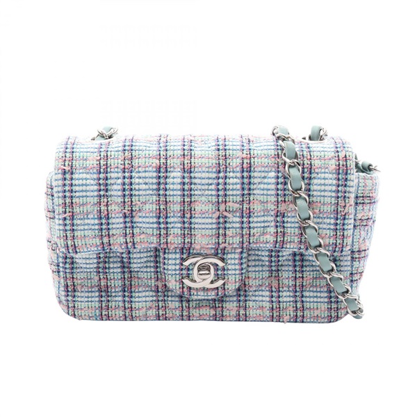 CHANEL Mini Matelasse 20 chain crossbody Shoulder Bag A69900 Tweed Green SHW