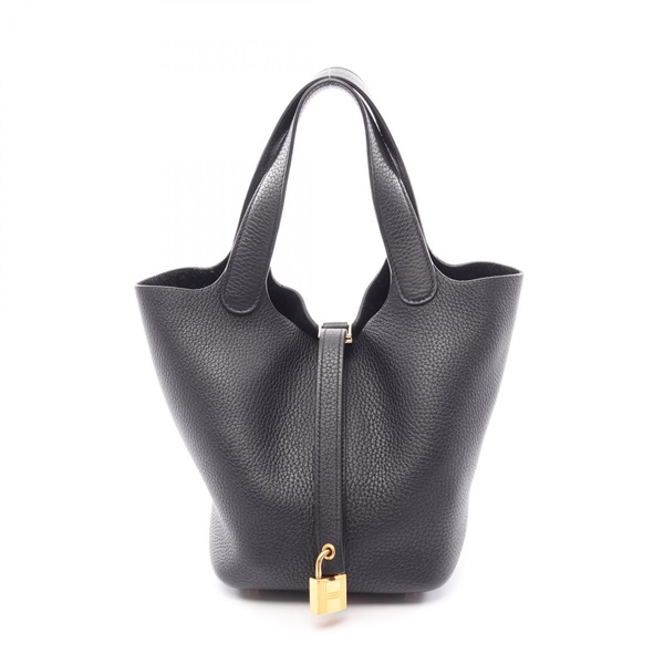 HERMES Picotin Lock PM Tote Handbag 056289CC Clemence leather Black GHW Used Z