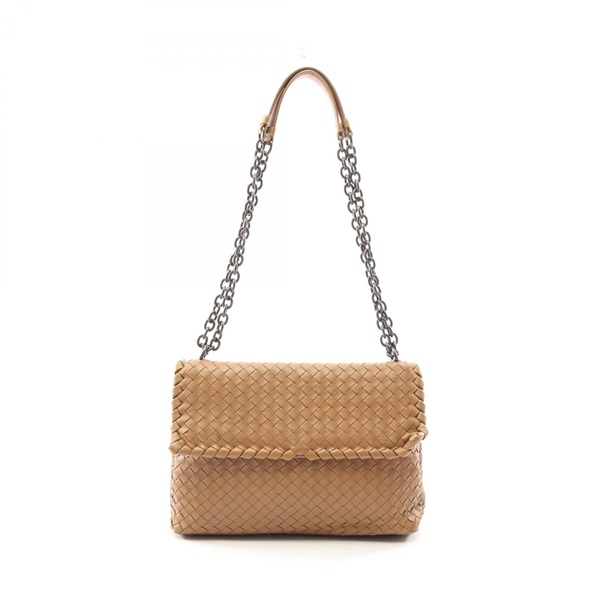 BOTTEGA VENETA Olympia Intrecciato Chain Shoulder Bag leather Brown Used BV