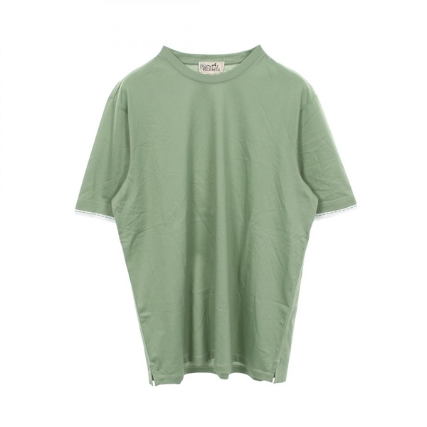 HERMES Short sleeve Top T-shirt cotton Green Used mens size L