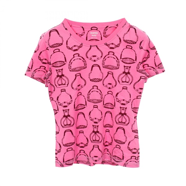 HERMES FANTAISIE D'ETRIER T-shirt #36 Short sleeve cotton Pink Bordeaux Used
