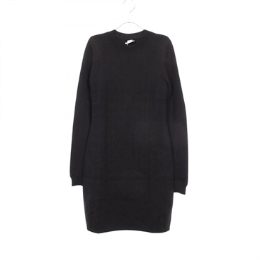 HERMES Chane d'Ancle Long sleeved Dress 2E2505D3 silk cashmere Black Used #34