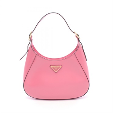 PRADA Cleo Shoulder Bag leather Pink Used Women logo