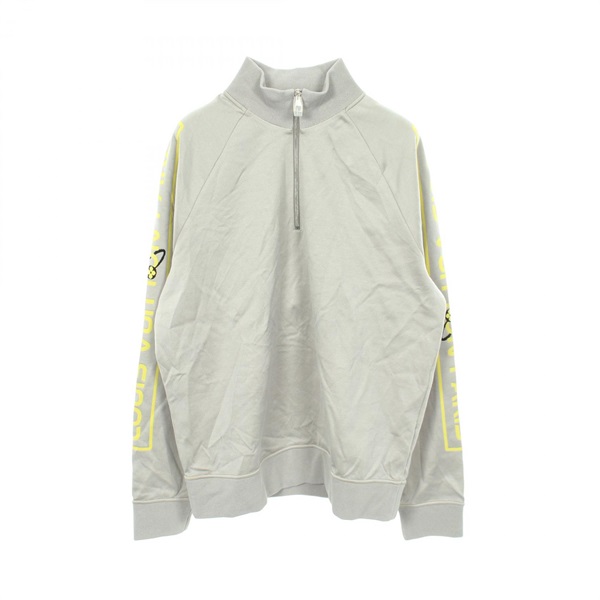 LOUIS VUITTON Arm logo half-zip sweat cotton Nylon Gray Yellow #4L Used mens