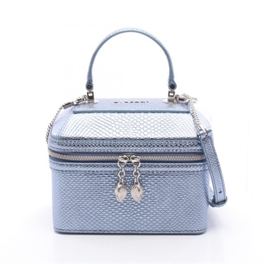 BVLGARI Serpenti Vanity chain shoulder crossbody Handbag leather Metallic Blue