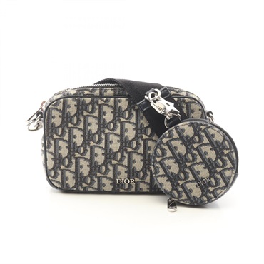 Dior Kids Small Oblique Jacquard Shoulder Bag M9908PTZD_M928 canvas Navy Beige