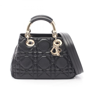 Christian Dior LADY 95.22 Small 2WAY Handbag M06970V leather Black Used Women