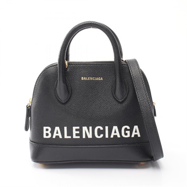 BALENCIAGA Built-in Top Handle XXS Crossbody Handbag 525050 leather Black Used