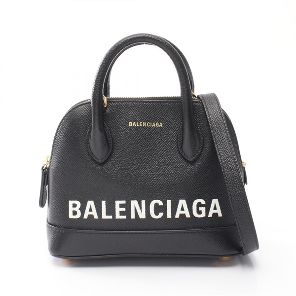 BALENCIAGA Built-in Top Handle XXS Crossbody Handbag 525050 leather Black Used