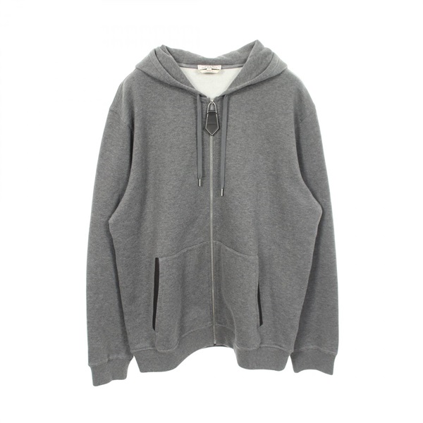 HERMES Back Brushed Hoodie Sweatshirt cotton cashmere Gray Used mens size XXL