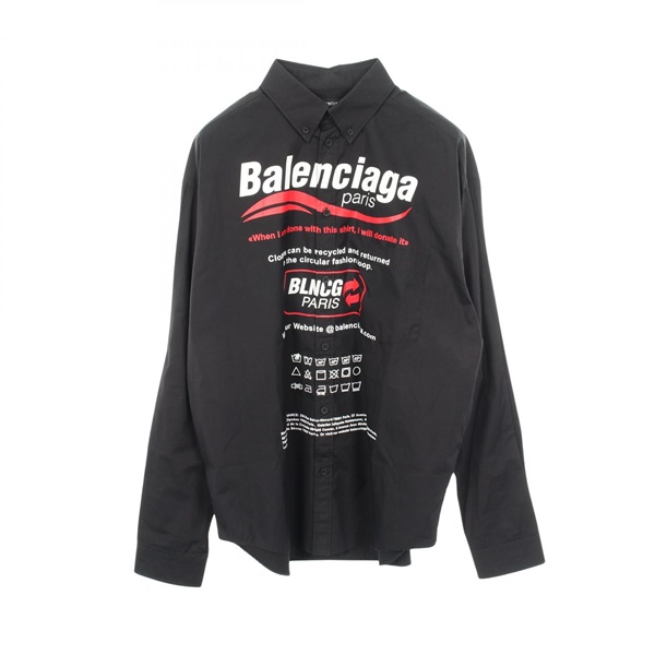 BALENCIAGA Logo print long-sleeved shirt 664626 #XXS Black Used mens