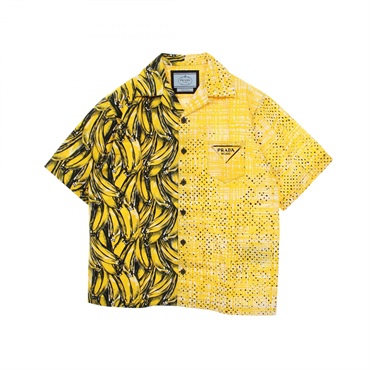 PRADA Double Match Banana Open Collar Short Sleeve Shirt UCS406 cotton Mens #M