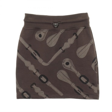 HERMES Coaching Remix mini skirt #34 5E4317DB cotton Brown Black Used Women