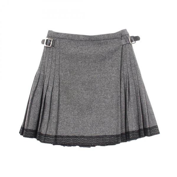 Christian Dior Pleated skirt 1A21308M1160 wool Gray Black Used Women #42