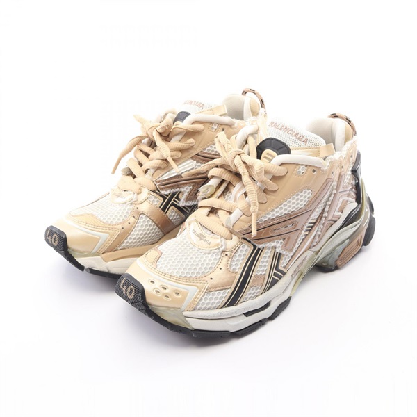 BALENCIAGA RUNNER sneakers 677403 Patent leather Fabric White Beige Used mens