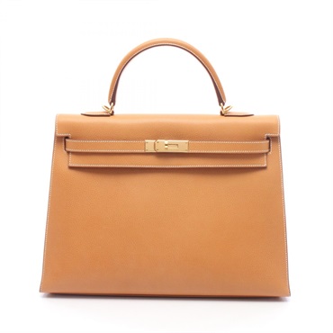 HERMES Kelly 35 Sellier Shoulder Handbag Vache liegee leather Natural GHW Used H