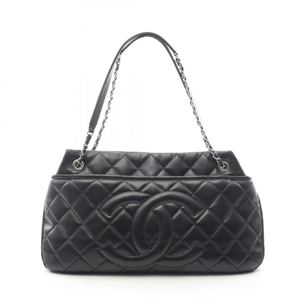 CHANEL Matelasse Tote chain shoulder hand Bag A67292 Calfskin Black Used SHW
