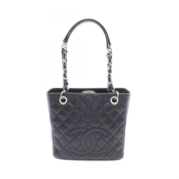 CHANEL Matelasse PST Shoulder Tote Bag A50994 Leather Black Used Women SHW