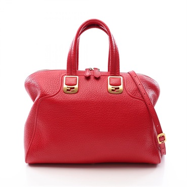 FENDI Chameleon 2WAY Shoulder Handbag 8BL110 leather Red Used Women